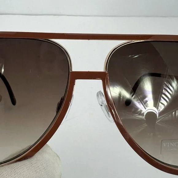 VINCE CAMUTO AVIATOR SUNGLASSES,2 TONE METAL FRAME, BROWN & GOLD, FADING LENSES - Picture 7 of 14